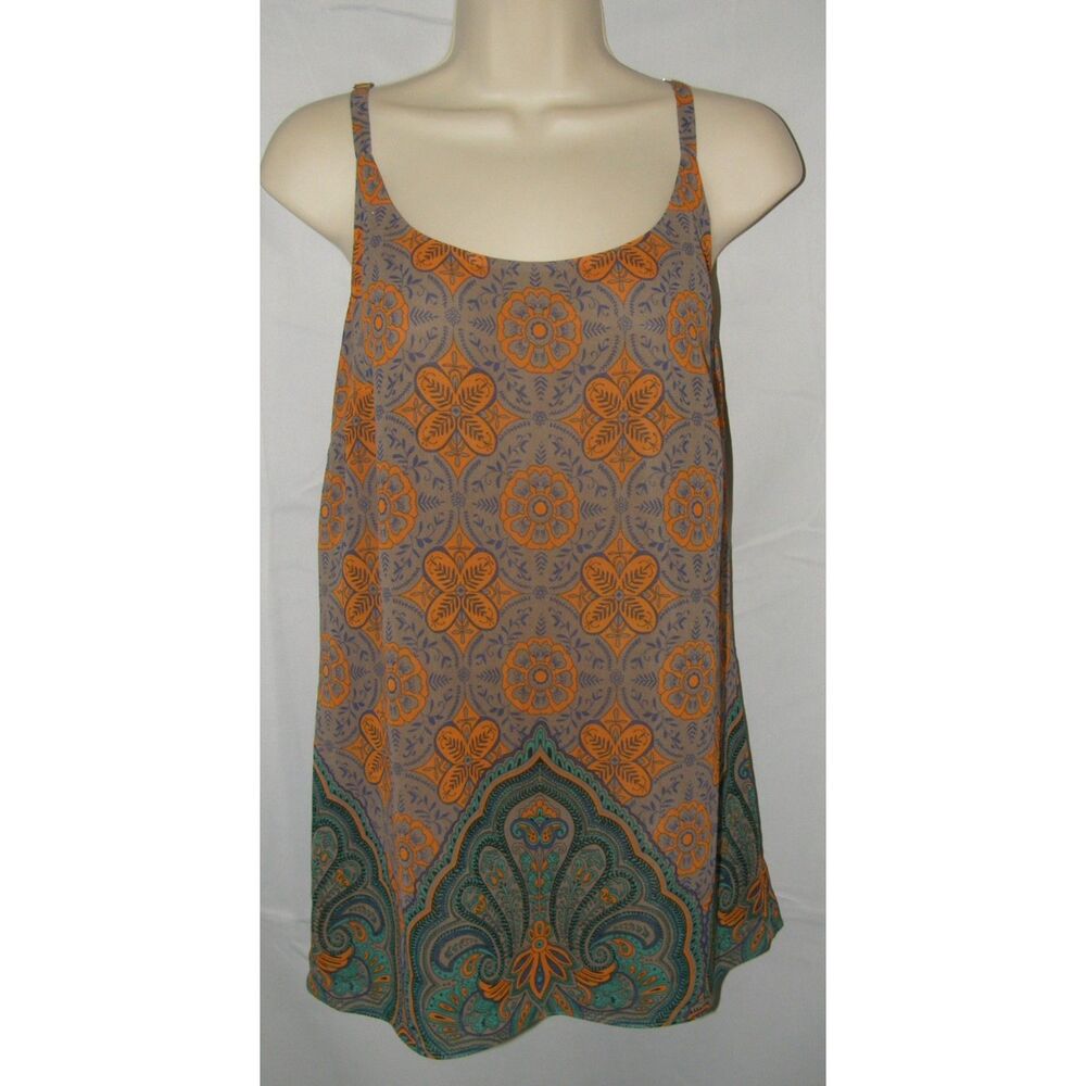 CABI Multicolored Arabesque Sz Small Sleeveless Adjustable Straps Cami Tank Top